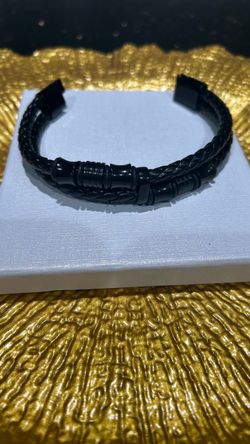 Black Braided Cuff Bracelet size 8