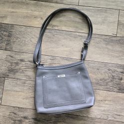 Roots Gray Leather Crossbody Bag/purse