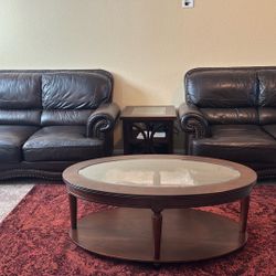 leather Sofa with coffee table 