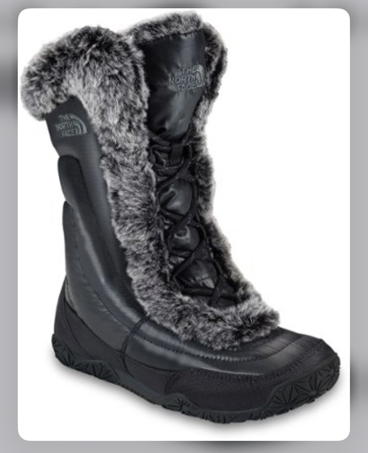 The North Face Womens Appy Nuptse Fur IV Snow Boots Black Mid Calf Lace Up Sz. 5. Pre- owned condition. Make an offer!