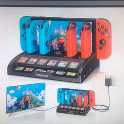 Nintendo switch dock station with joy con controller charging And game storage