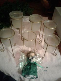 decorative candle holders and angel