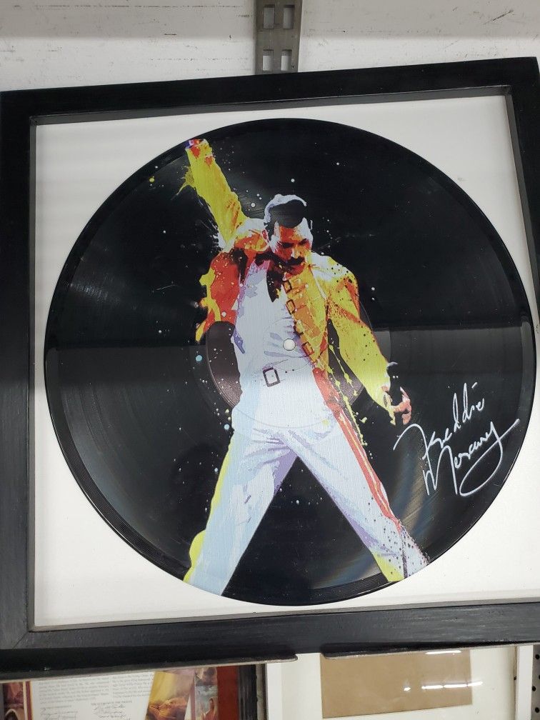 Freddy Mercury Signed Vinyl Record With Picture Framed