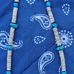 Gray Oyster And Turquoise Necklace