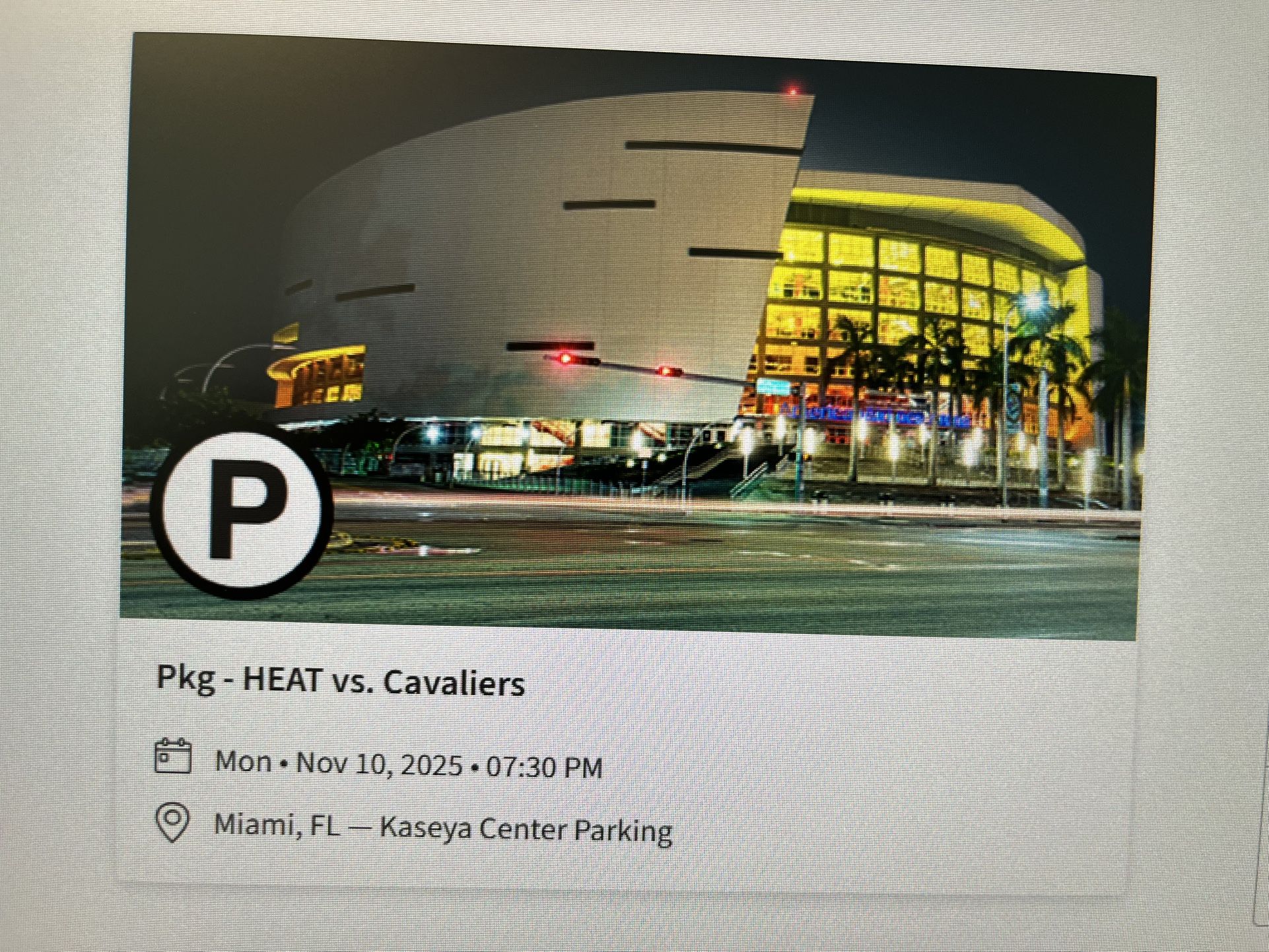 Miami Heat Gold Parking Pass