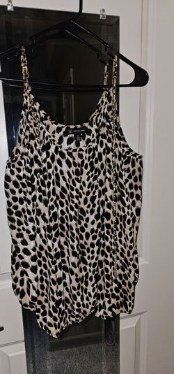 Leopard print open shoulder blouse