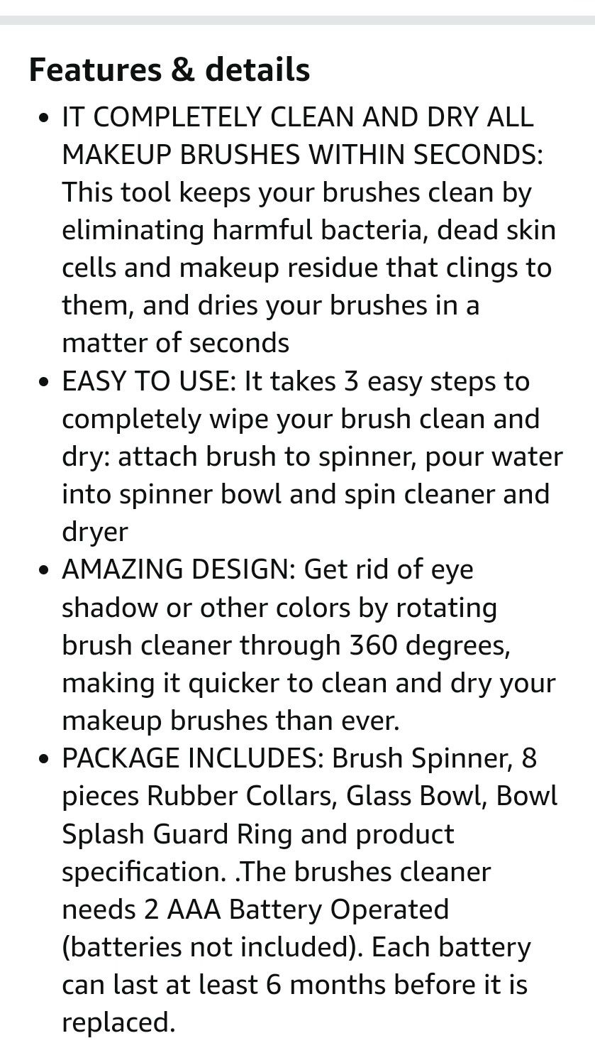 BNIB Makeup Brush Cleaner & Dryer Machine USB, 8 Collars 3 Speeds Best Electric Cleaning Solution Tool-Electric Automated Brush Cleaner Spinner with C