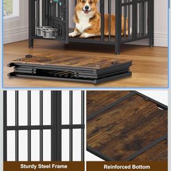 Easycom 31" Dog Crate Furniture Foldable, No Assembly Decorative Dog Kennel Indoor, Dog Crates for Medium 