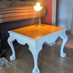 Yellow And White Antique Wooden Table