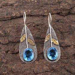 Blue Topaz Gemstone 925 Sterling Silver Earring Handmade jewelry Earring Gift 