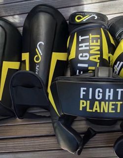 Kids Black & Yellow Boxing Gloves and Gear XS