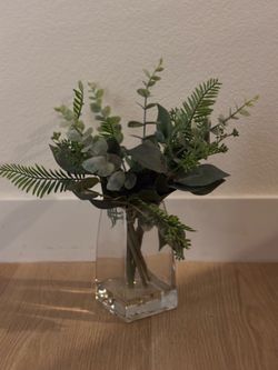 Artificial Plants In Glass Vase