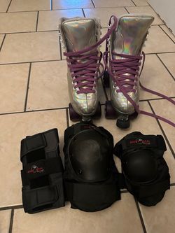 Holographic Roller Skates & Protective Pads
