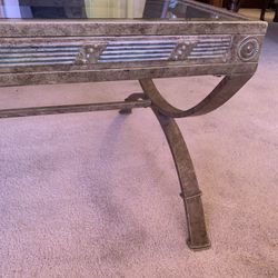 Gold Frame Glass Top Coffee Table And End Table