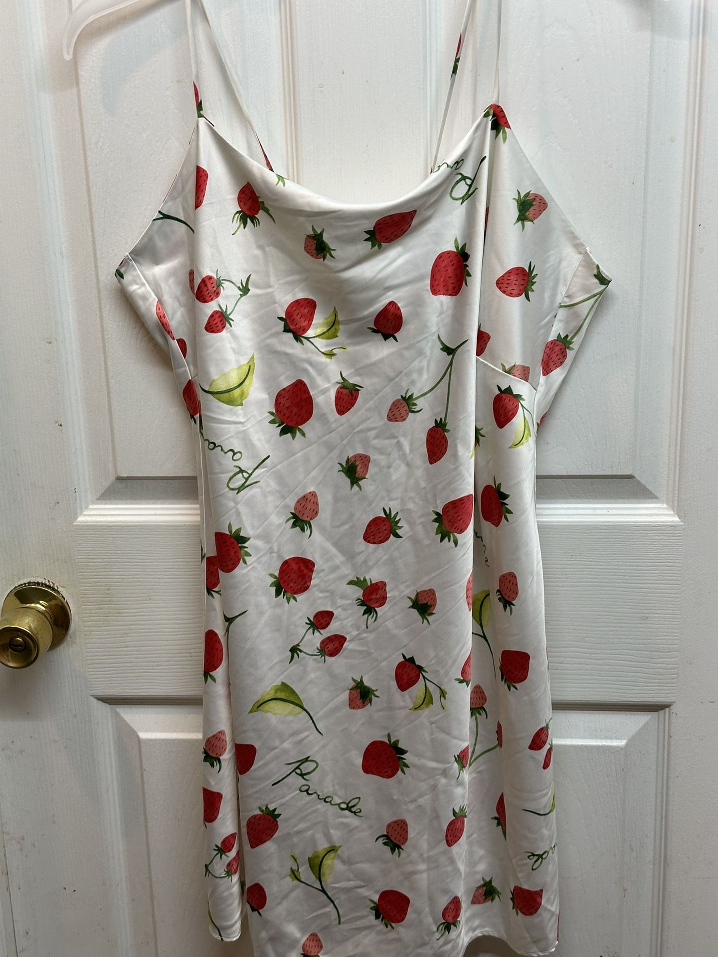 Parade Dress Slip Nightgown Strawberries Recycled Polyester Size XL Good Condition