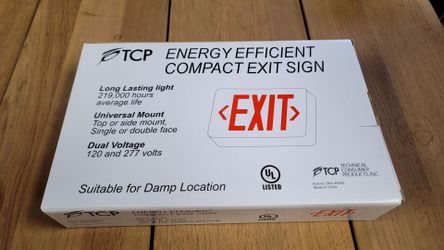 6 NEW TCP Commercial LED Exit Signs (Model 22743) - New Old Stock
