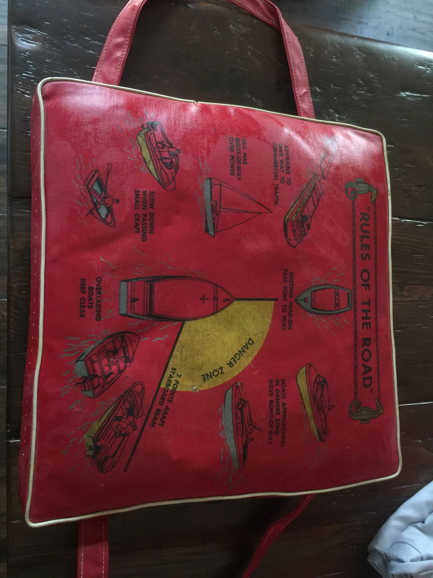 VINTAGE BOAT CUSHION “RULES OF THE ROAD” SEARS ROEBUCK