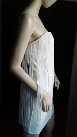 White Fringed Dress XS S