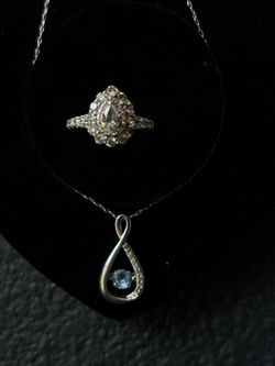 Engagement ring and necklace