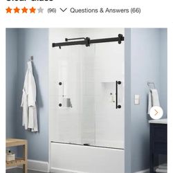 51-1/2 to 60 in. W   Frameless Sliding Bathtub Door in Matte Black