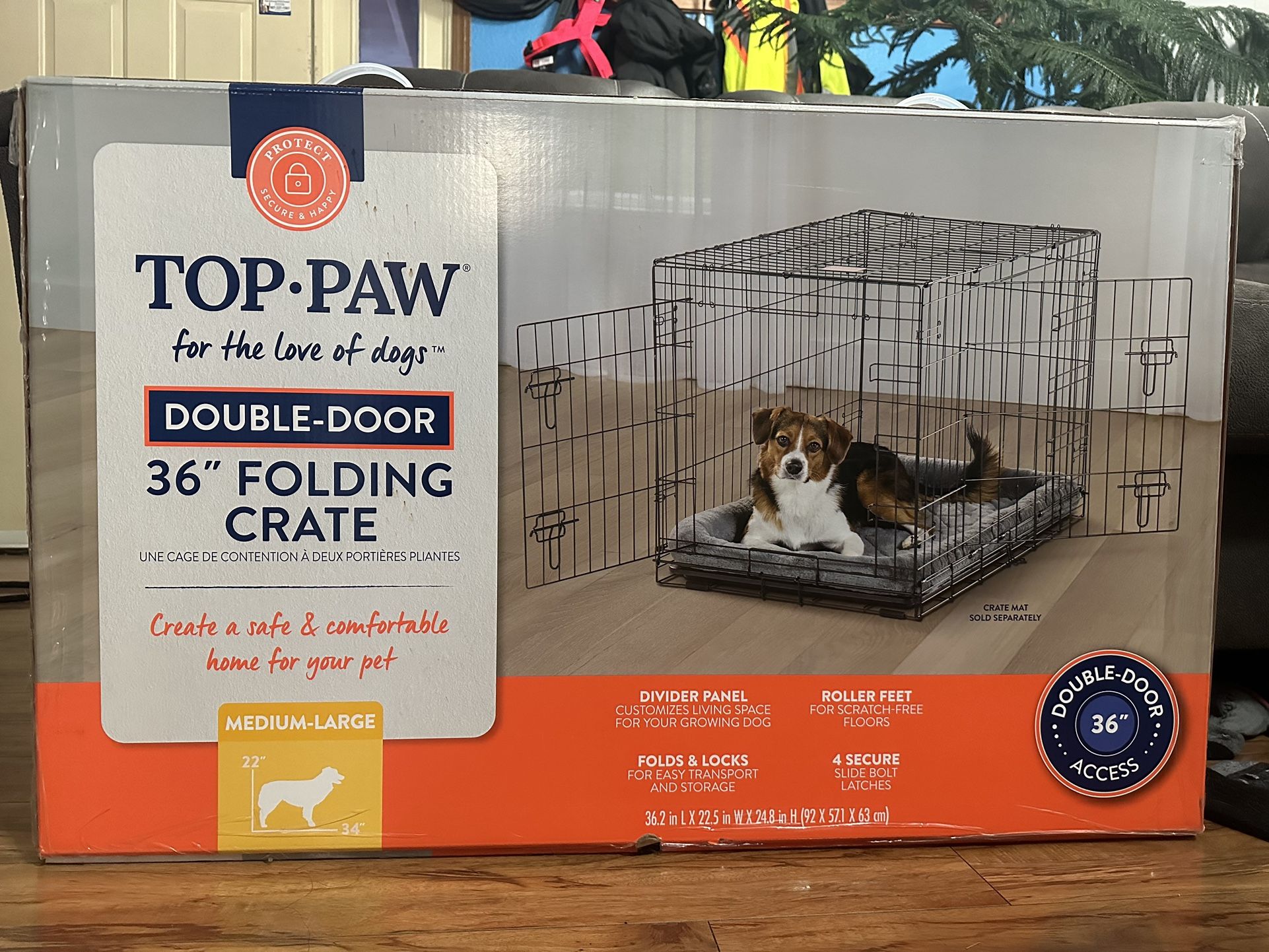 Top Paw 36″ Folding Dog Crate – Like New