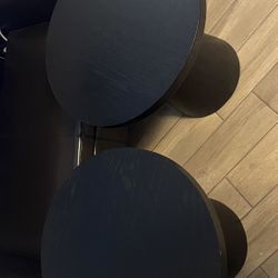 2 Black Round End Tables 