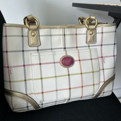 White Mini Coach Tote 
