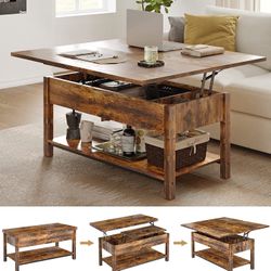 Lift Top Coffee Table, 4-in-1 Multi-Function Convertible Coffee Table with Storage, Coffee Table Converts to Dining Table for Living Room Reception Ro