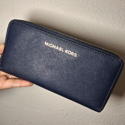Michael Kors Navy Blue Long Zipper wallet