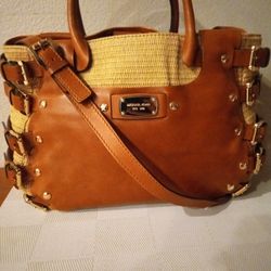 Michael Kors  Leather And Wicker Bag