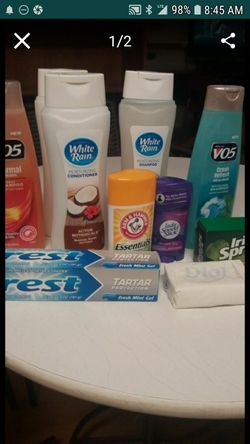SHAMPOOS, BAR OF SOAPS,TOOTHPASTE,,DEODORANTS,