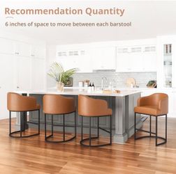 4X Brown 27” faux leather barstools