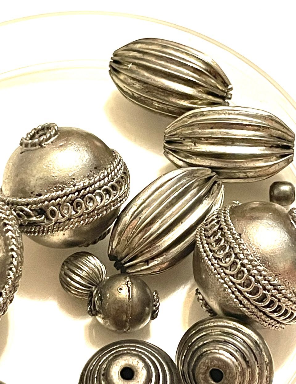 12 German Silver Beads
