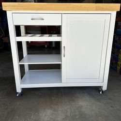 Butcher block white kitchen cart