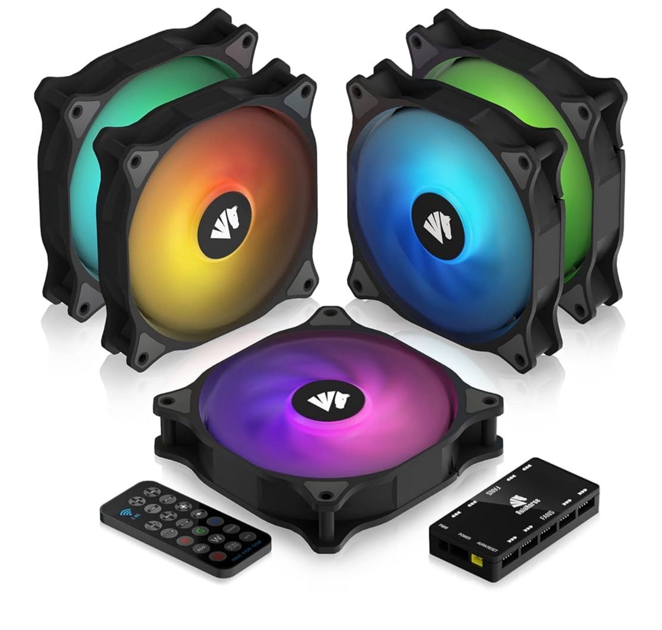 ASIAHORSE WD-001 Series 120mm Case Fan with Controller, Black 5V ARGB