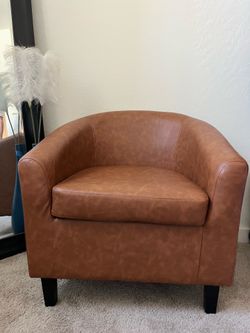 Cognac barrel accent chair