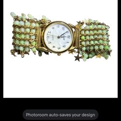 Beaded Watch With Jade 