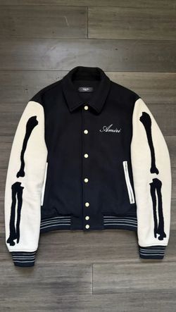 Black and white bone varsity jacket size medium