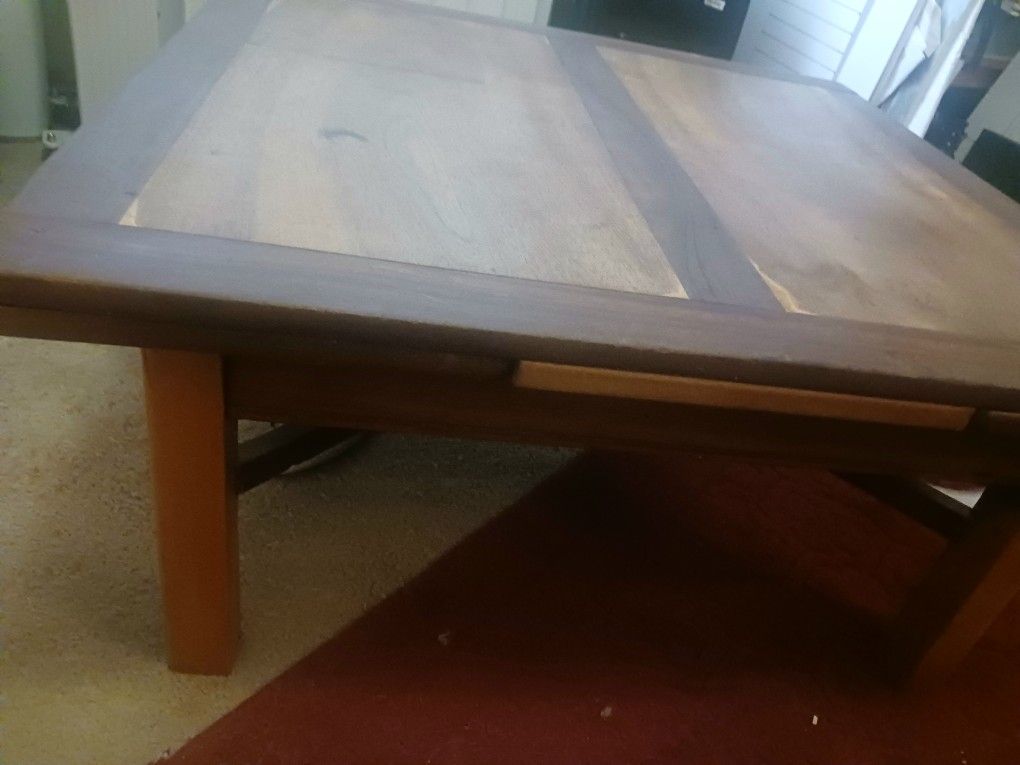 Two Tone Wood Coffee Table With Extension Panels
