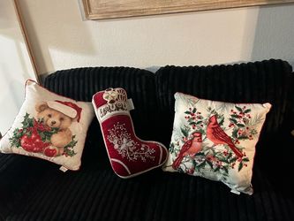 Christmas Decorative Pillows and Stocking Set