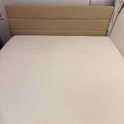 Complete [Size: King] Bed Set – Modern Padded Headboard + Dual Mattress System