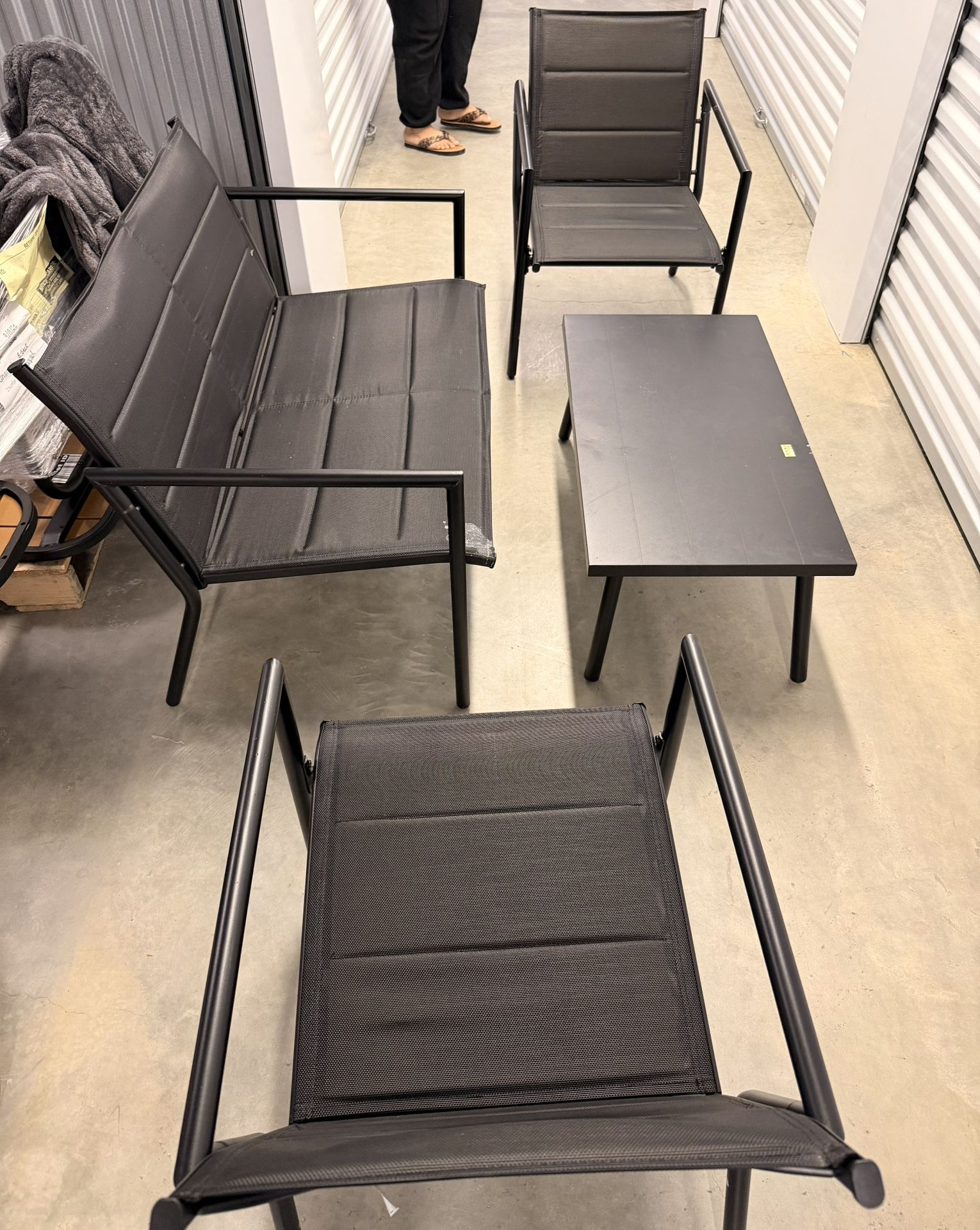 4pc Padded Sling Patio Conversation Set Black