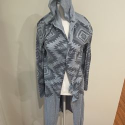 Women’s Blue Aztec Long Sleeve Shawl Wrap 