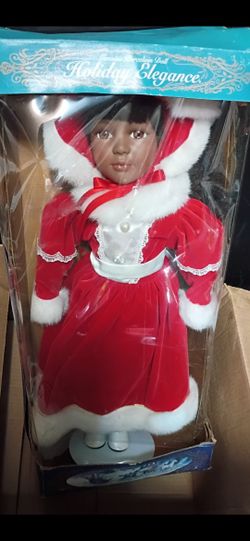 Vintage Holiday Black Porcelain Doll
