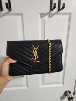 YSL saint laurent Monogram Large Wallet on Chain in Grained Leather