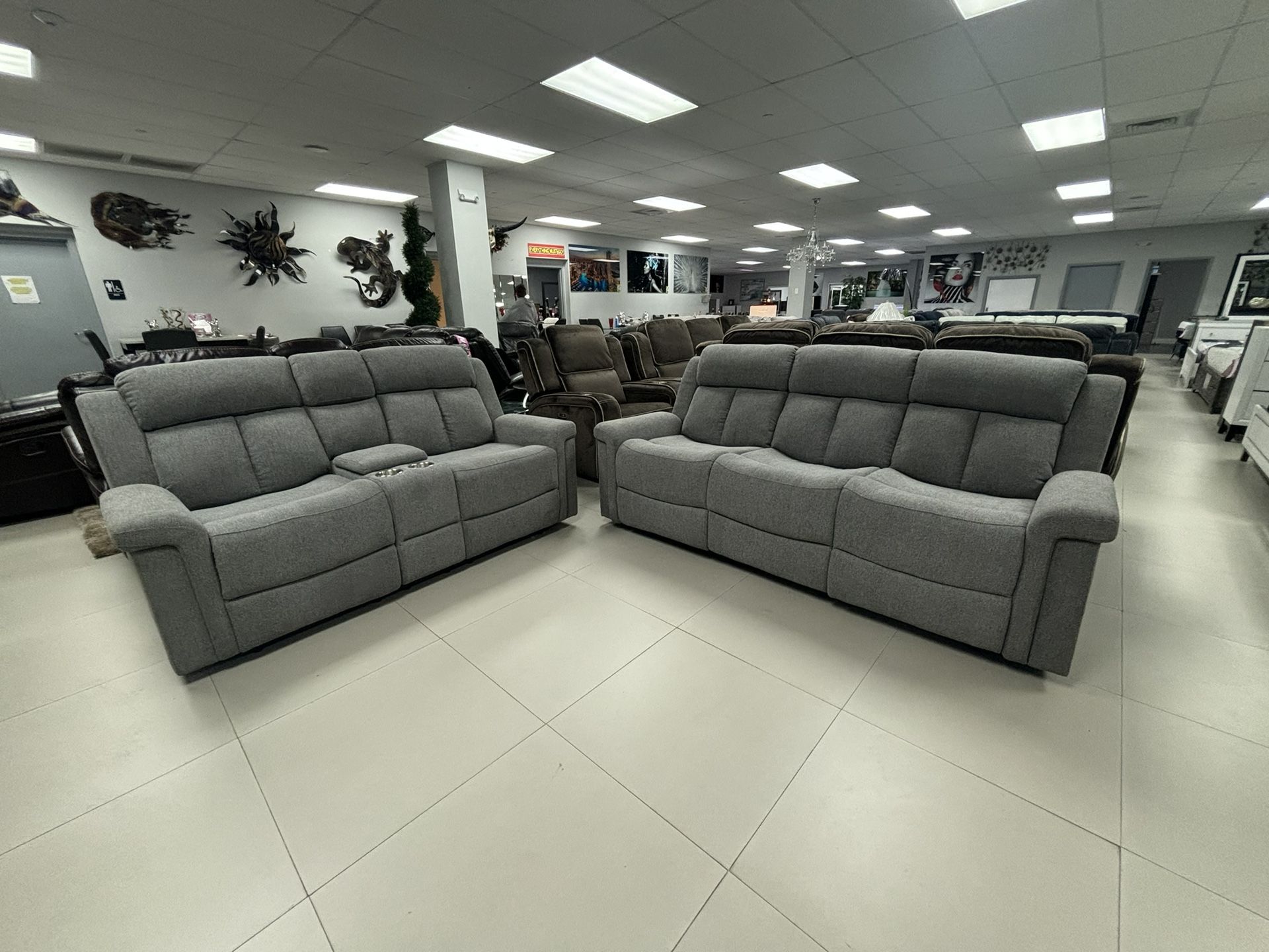 Micro Fiber Sofa And Loveseat Living Room Set For Only $999. 4 RECLINERS! Store Is Closing Only While Supplies Last