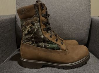 NEW Vintage ROCKY Camo Brown Leather Combat Jungle Boots 8 MEN Made In USA