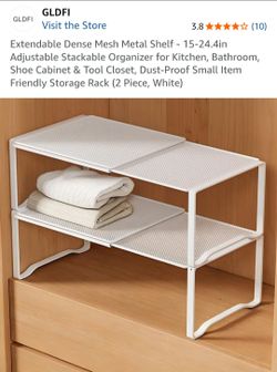 GLDFI Extendable Metal Mesh Shelf Organizer 2-Pack