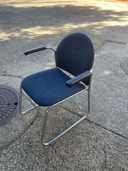 Navy Blue Office Guest Chair with Chrome Frame
