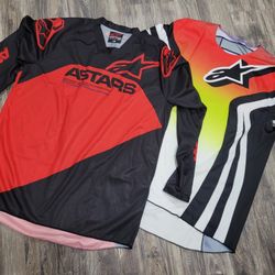 2 Alpinestars Racer Supermatic Red/Black MX Off-Road Jersey Men Sz 2XL